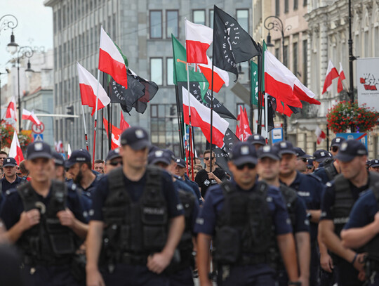 Citizens of Poland try to block nationalist 1920 Polish Victory March, Warsaw - 15 Aug 2018