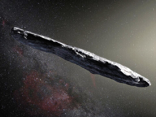 Artist’s impression of the interstellar asteroid `Oumuamua