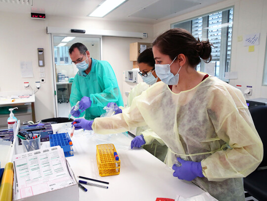 Microbiology Laboratory of the University Hospital in Lausanne, Switzerland - 23 Mar 2020