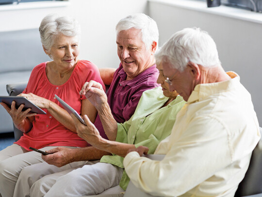 Seniors using tablets