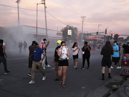 Police abuse protest in wake of George Floyd death in Minneapolis, USA - 27 May 2020