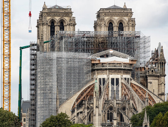 Notre Dame Cathedral  workers begin dismantling of damaged scaffolding, Paris, France - 08 Jun 2020