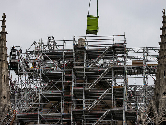 Notre Dame Cathedral  workers begin dismantling of damaged scaffolding, Paris, France - 08 Jun 2020