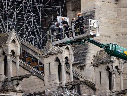 Notre Dame Cathedral  workers begin dismantling of damaged scaffolding, Paris, France - 08 Jun 2020