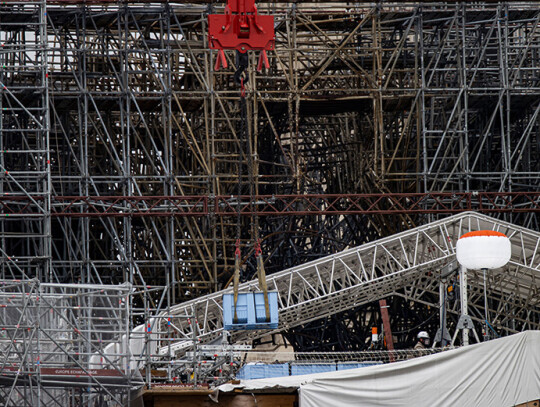 Notre Dame Cathedral  workers begin dismantling of damaged scaffolding, Paris, France - 08 Jun 2020