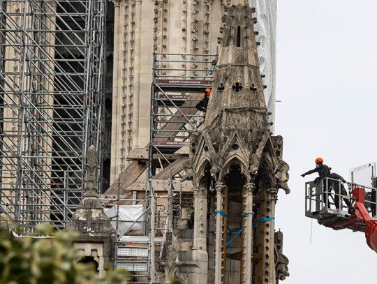 Notre Dame Cathedral  workers begin dismantling of damaged scaffolding, Paris, France - 08 Jun 2020