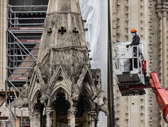 Notre Dame Cathedral  workers begin dismantling of damaged scaffolding, Paris, France - 08 Jun 2020