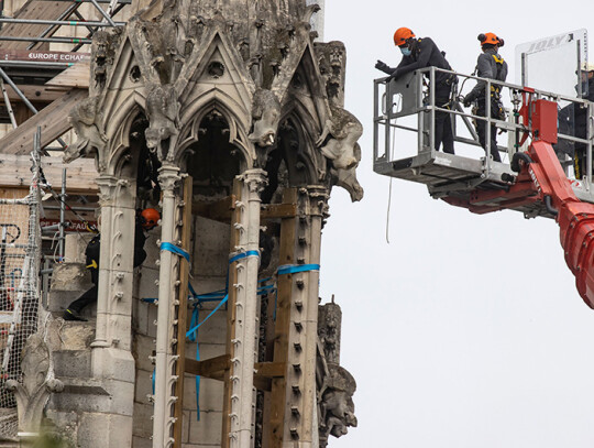 Notre Dame Cathedral  workers begin dismantling of damaged scaffolding, Paris, France - 08 Jun 2020