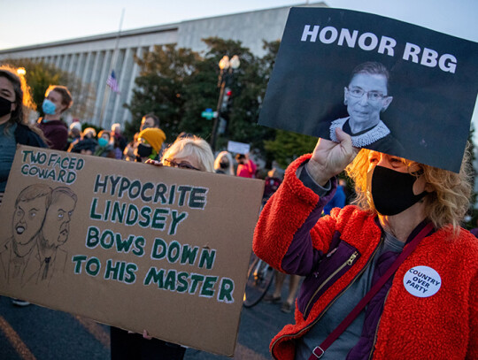 Activists protest outside US Senator from South Carolina Lindsey Graham's house, Washington, USA - 21 Sep 2020