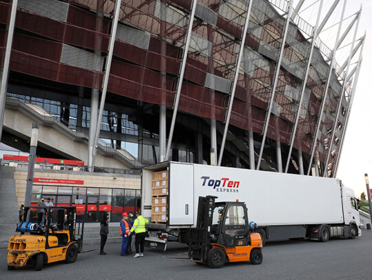 PGE National Stadium set up as temporary hospital for coronavirus patients in Warsaw, Poland - 19 Oct 2020