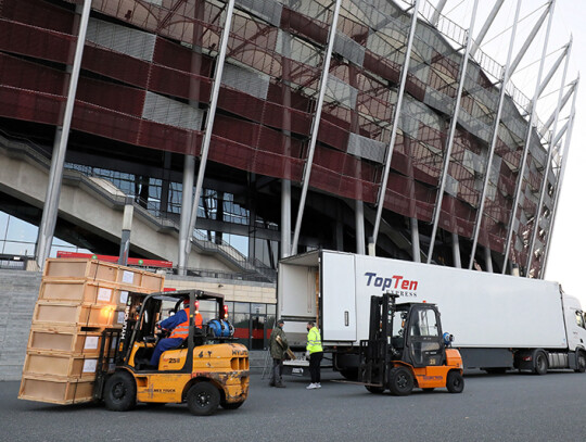 PGE National Stadium set up as temporary hospital for coronavirus patients in Warsaw, Poland - 19 Oct 2020