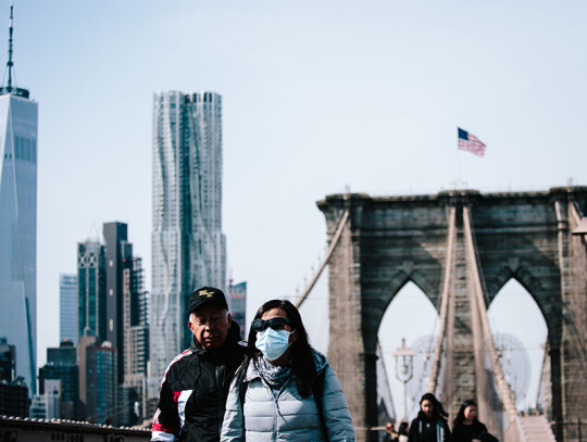 Brooklyn Bridge during coronavirus reaction, New York, USA - 18 Mar 2020