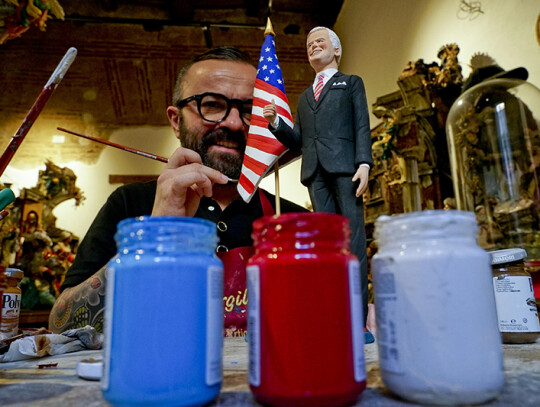 Naples artist creates figurine of Joe Biden after US presidential election, Italy - 19 Nov 2020