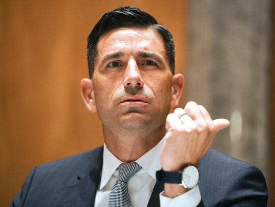 Acting Secretary of Homeland Security Chad Wolf testifies before the Senate Homeland Security and Governmental Affairs committee during his confirmation hearing, Washington, USA - 23 Sep 2020