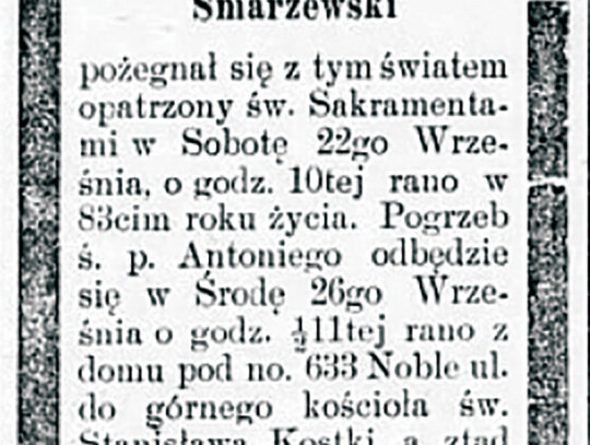 Nekrolog Antona Schermanna w Dzienniku Chicagoskim