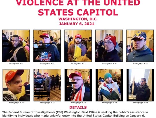 FBI releases image of suspects wanted in connection with assault on capitol, Washington, USA - 06 Jan 2021