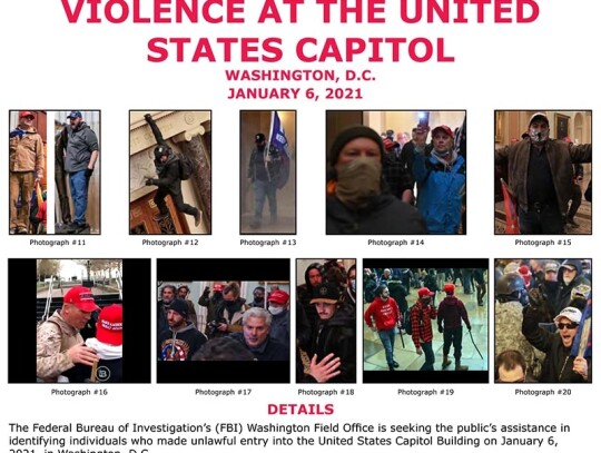 FBI releases image of suspects wanted in connection with assault on capitol, Washington, USA - 06 Jan 2021