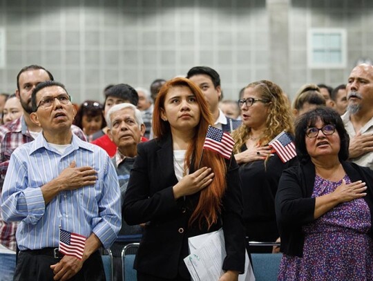 Thousands sworn in as US citizens in Los Angeles, USA - 24 Aug 2018