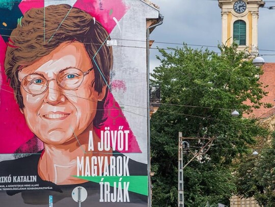 Mural showing Hungarian biochemist Katalin Kariko, Budapest, Hungary - 31 Aug 2021