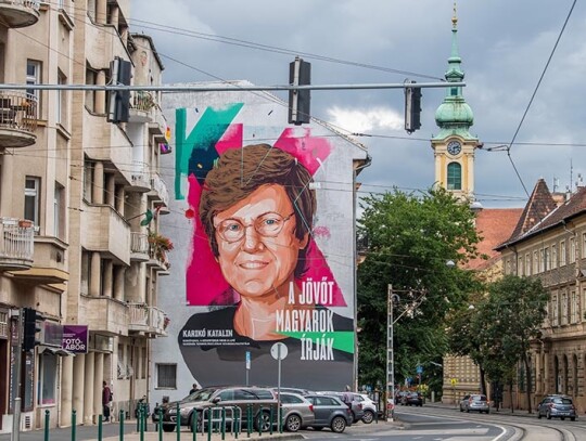 Mural showing Hungarian biochemist Katalin Kariko, Budapest, Hungary - 31 Aug 2021