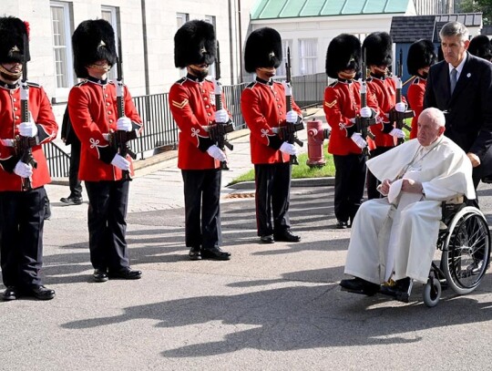 Pope Francis meeting with Governor General Mary Simon and Prime Minister Justin Trudeau, Quebec City, Canada - 27 Jul 2022