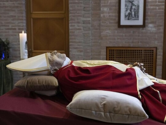The corpse of Pope Emeritus Benedict XVI exhibited in the chapel of the Mater Ecclesiae monastery, Vatican City, Vatican City State Holy See - 01 Jan 2023