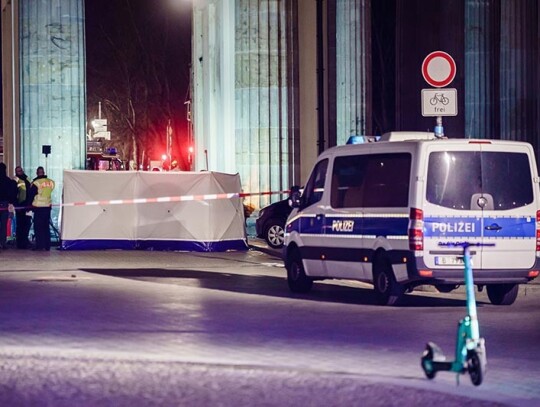 Car crashes into Brandenburg Gate in Berlin, Germany - 16 Jan 2023