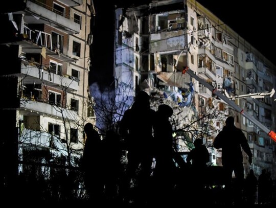 Aftermath of Russian missile attack hitting an apartment block in Dnipro, southeastern Ukraine - 15 Jan 2023