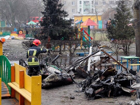 At least 18 people killed after helicopter crashes in Brovary, near Kyiv, Ukraine - 18 Jan 2023