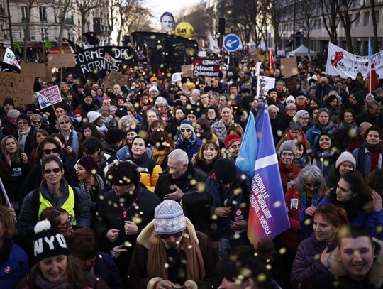 French trade unions demonstration against pension reform in Paris, France - 31 Jan 2023