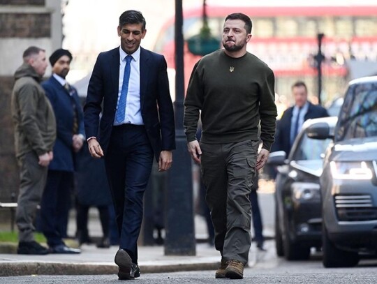 British Prime Minister Rishi Sunak welcomes Ukraine President Volodymyr Zelensky to London, United Kingdom - 08 Feb 2023