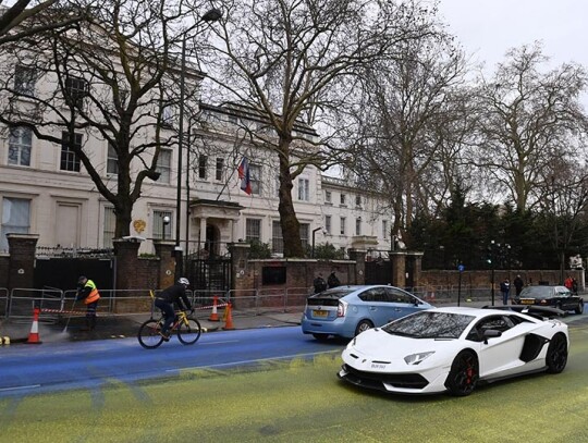 Protest outside the Consular Section of the Russian Embassy, London, United Kingdom - 23 Feb 2023