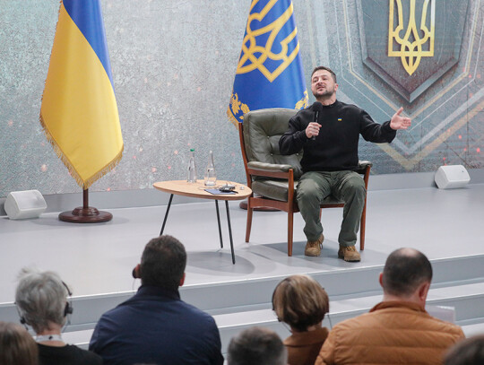 Ukrainian President Volodymyr Zelensky press conference in Kyiv, Ukraine - 24 Feb 2023