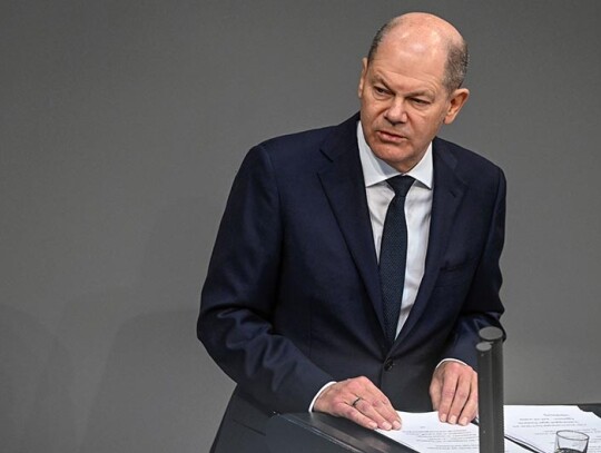 German Chancellor Olaf Scholz delivers a statement at German parliament, Berlin, Germany - 02 Mar 2023