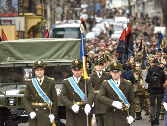 Ukraine's president attends funeral of commander Dmytro Kotsiubailo in Kyiv - 10 Mar 2023