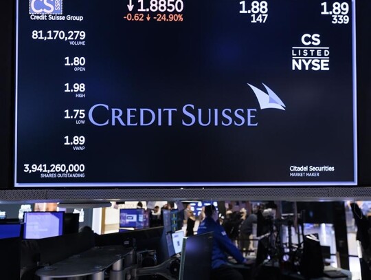 Credit Suisse shares at all time low, New York, USA - 15 Mar 2023