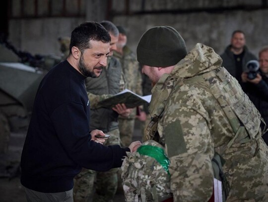 Ukraine's President Zelensky visits troops near the Donetsk frontline, Bakhmut - 22 Mar 2023