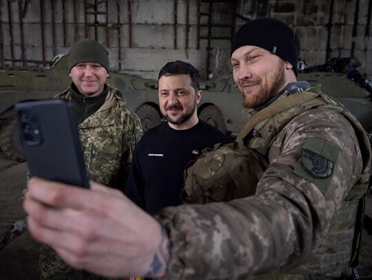 Ukraine's President Zelensky visits troops near the Donetsk frontline, Bakhmut - 22 Mar 2023