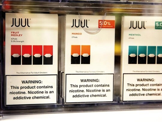 US Food and Drug Administration has issued a ban on most fruit and mint flavored nicotine vaping products, Washington, USA - 02 Jan 2020