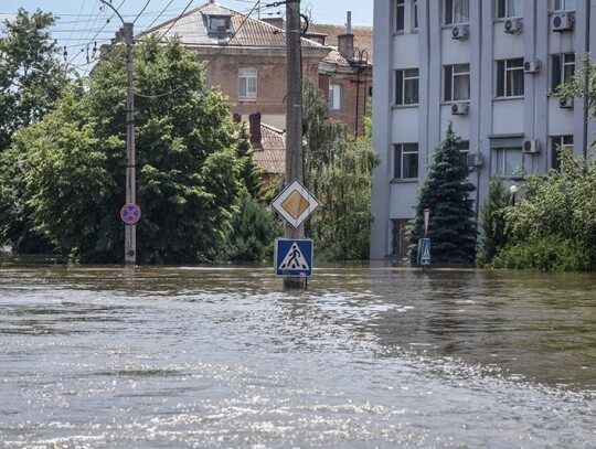 Collapse of critical Ukrainian dam on the Dnipro River sparks evacuations, Kherson, Ukraine - 07 Jun 2023