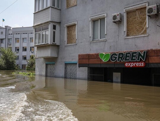 Collapse of critical Ukrainian dam on the Dnipro River sparks evacuations, Kherson, Ukraine - 07 Jun 2023