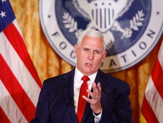 US former vice president Pence speaks at Nixon National Energy Conference, Yorba Linda, USA - 19 Apr 2023