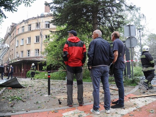 At least four people were killed and 9 injured by a rocket hitting residential building in Lviv, Ukraine - 06 Jul 2023