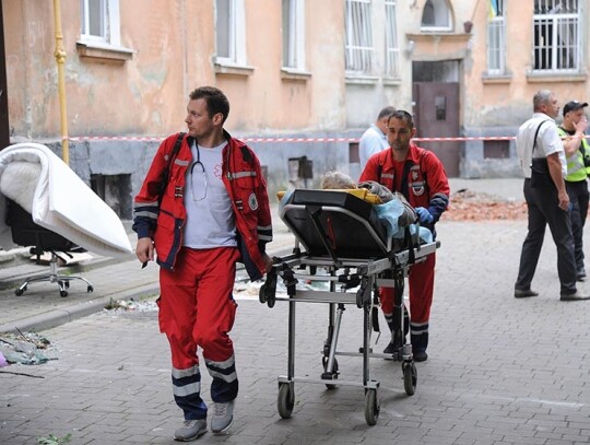 At least four people were killed and 9 injured by a rocket hitting residential building in Lviv, Ukraine - 06 Jul 2023