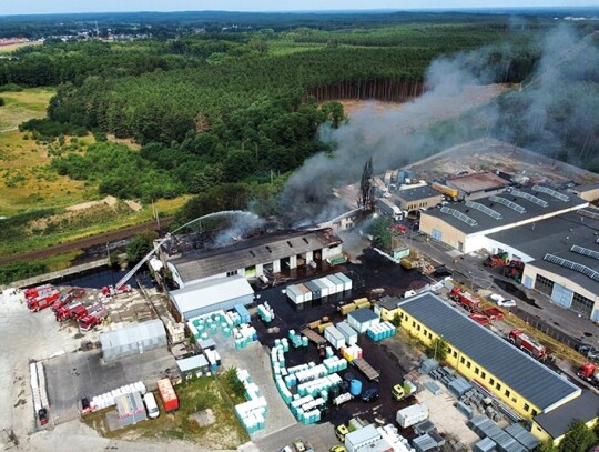 Fire of chemicals facility in Przylep, Poland - 23 Jul 2023