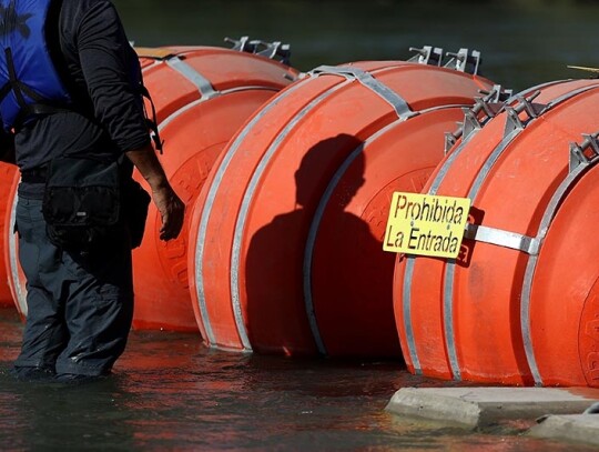 Buoys placed in Rio Grande, Eagle Pass, USA - 01 Aug 2023