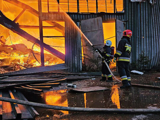 Industrial storage on fire after drone attack on Lviv, Ukraine - 19 Sep 2023