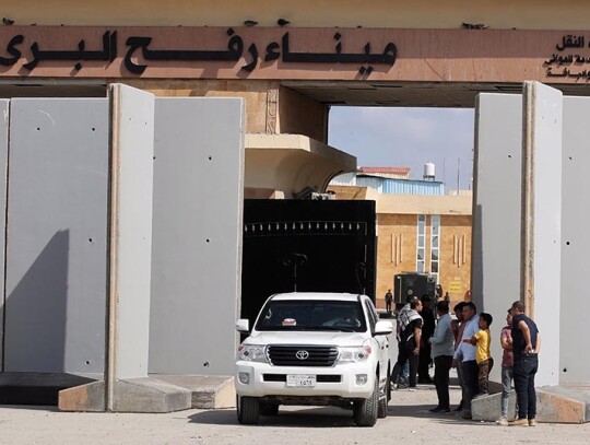 Aid convoy awaits the opening of Rafah crossing with Gaza, Egypt - 19 Oct 2023