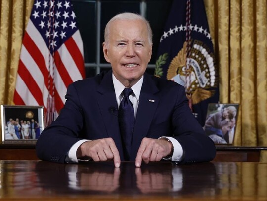 US President Joe Biden address to the nation from the Oval Office, Washington, USA - 19 Oct 2023