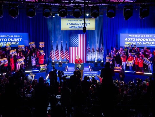 US President Joe Biden With Union Members in Illinois, Belvidere, USA - 09 Nov 2023